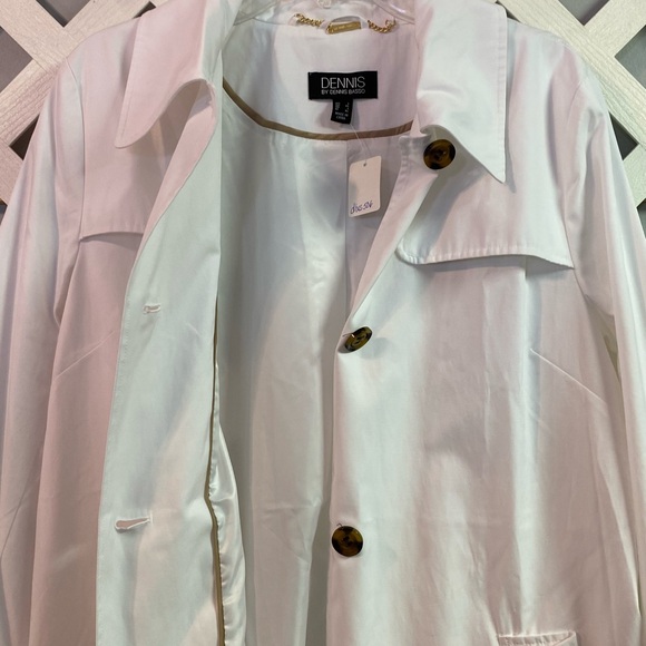 Dennis Basso Water Resistant Button Front Double-Collar Jacket White Large - Picture 5 of 7